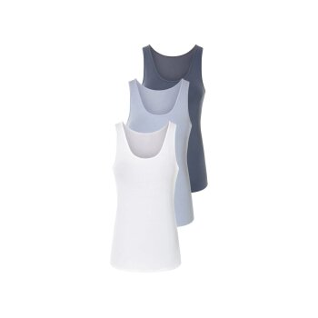 ESMARA® Damen Achselhemd, 3 Stück, mit hohem Baumwollanteil - B-Ware