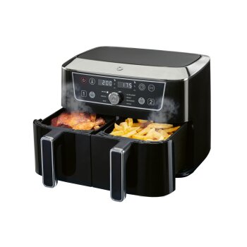 SILVERCREST® Doppelzonen-Heißluftfritteuse, schwarz - B-Ware neuwertig