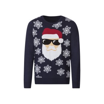 LIVERGY® Herren Weihnachtspullover, weiche Qualität (Weihnachtsmann/navy, S(44/46)) - B-Ware neuwertig